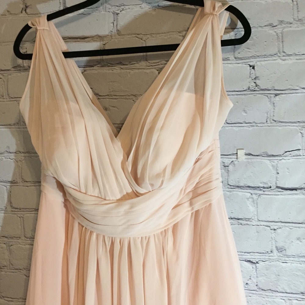 Bill Levkoff blush plunging sheer goddess dress